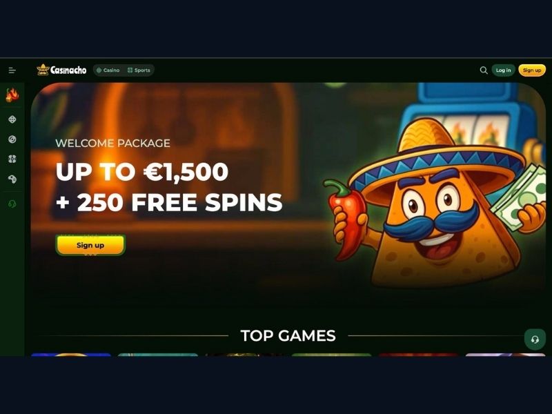 Casinacho Casino (Nacho Casino) for Canadian players: welcome package up to 1500 €, weekly cashback and full platform overview