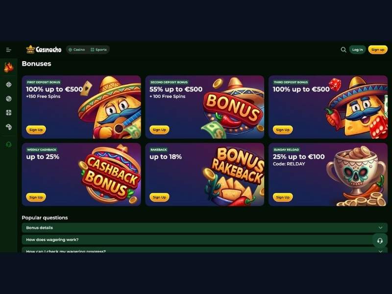 Game catalogue payments and app at Casinacho Casino Nacho Casino for Canada